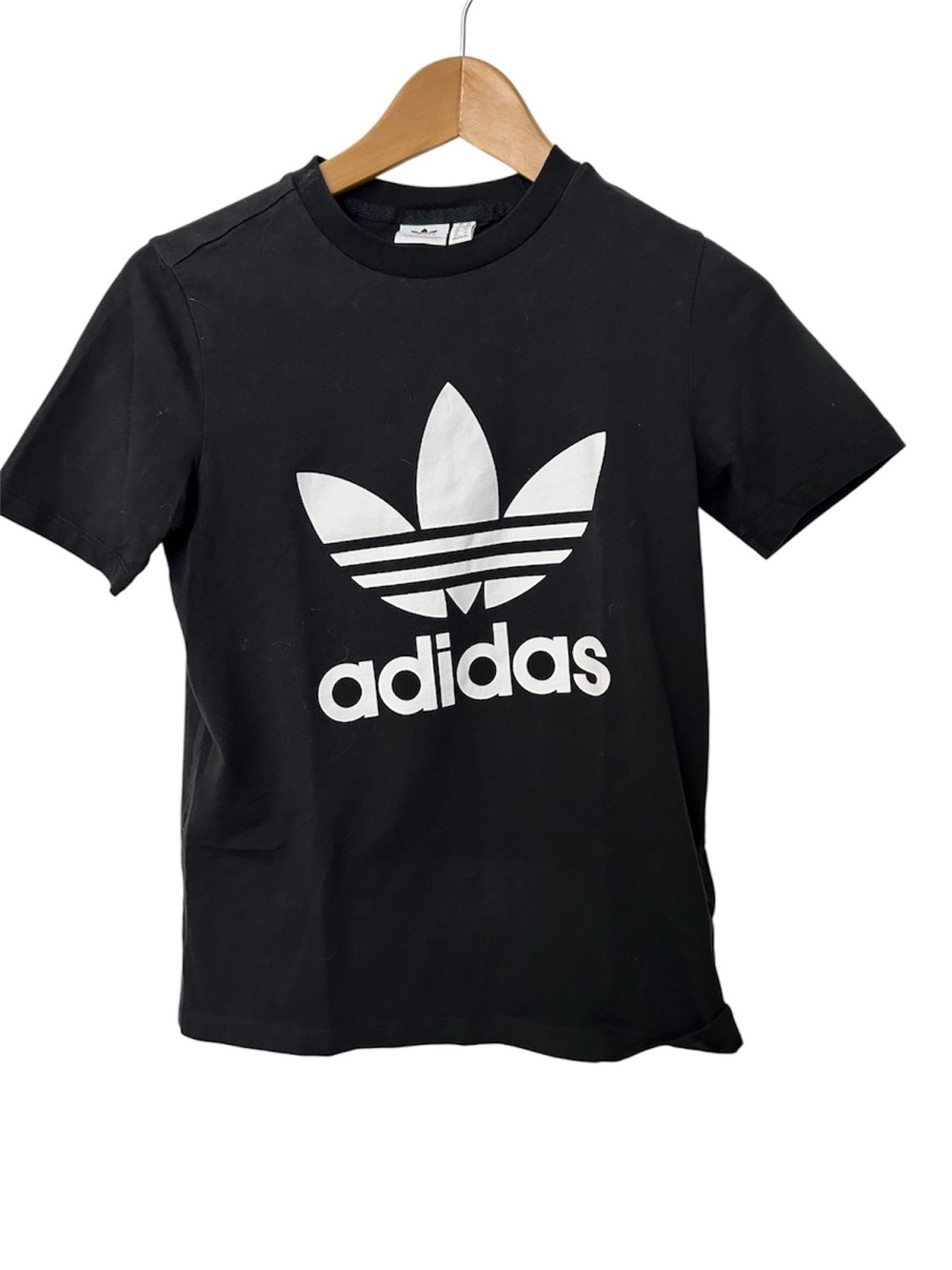 adidas Black Tee with White Trefoil Logo Size Women’s XS Extra Small VGUC!!